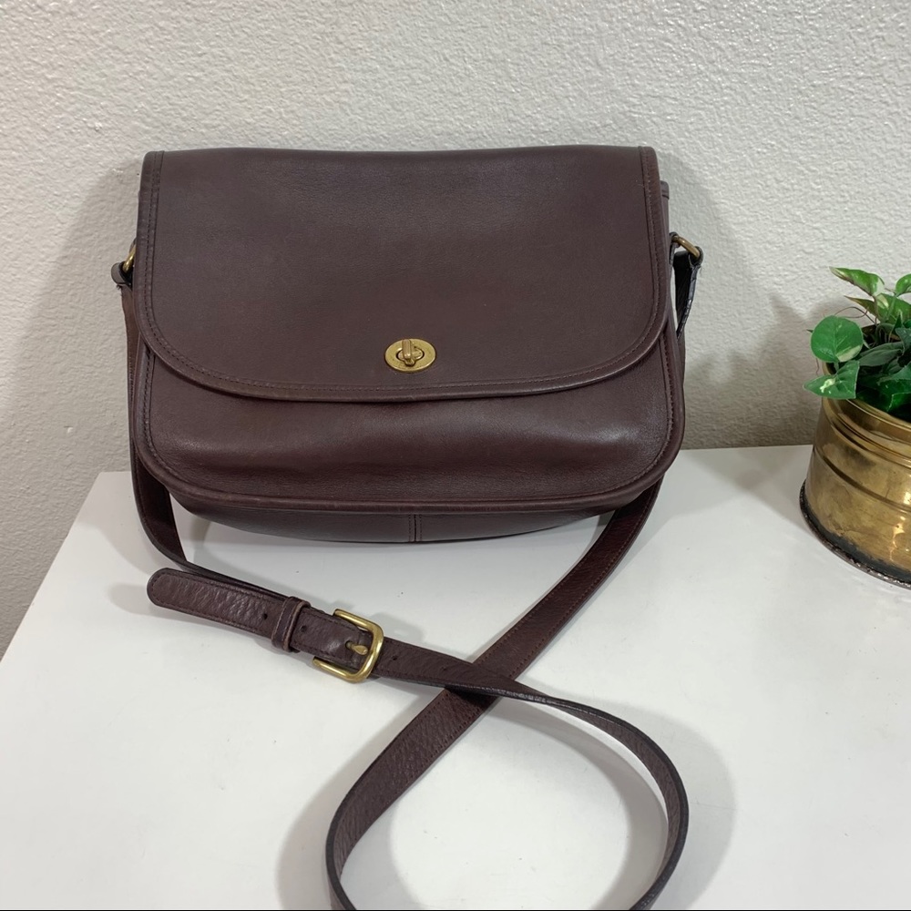 COACH City Bag Leather Flap Purse Cross-body Vtg - Picture 1 of 9